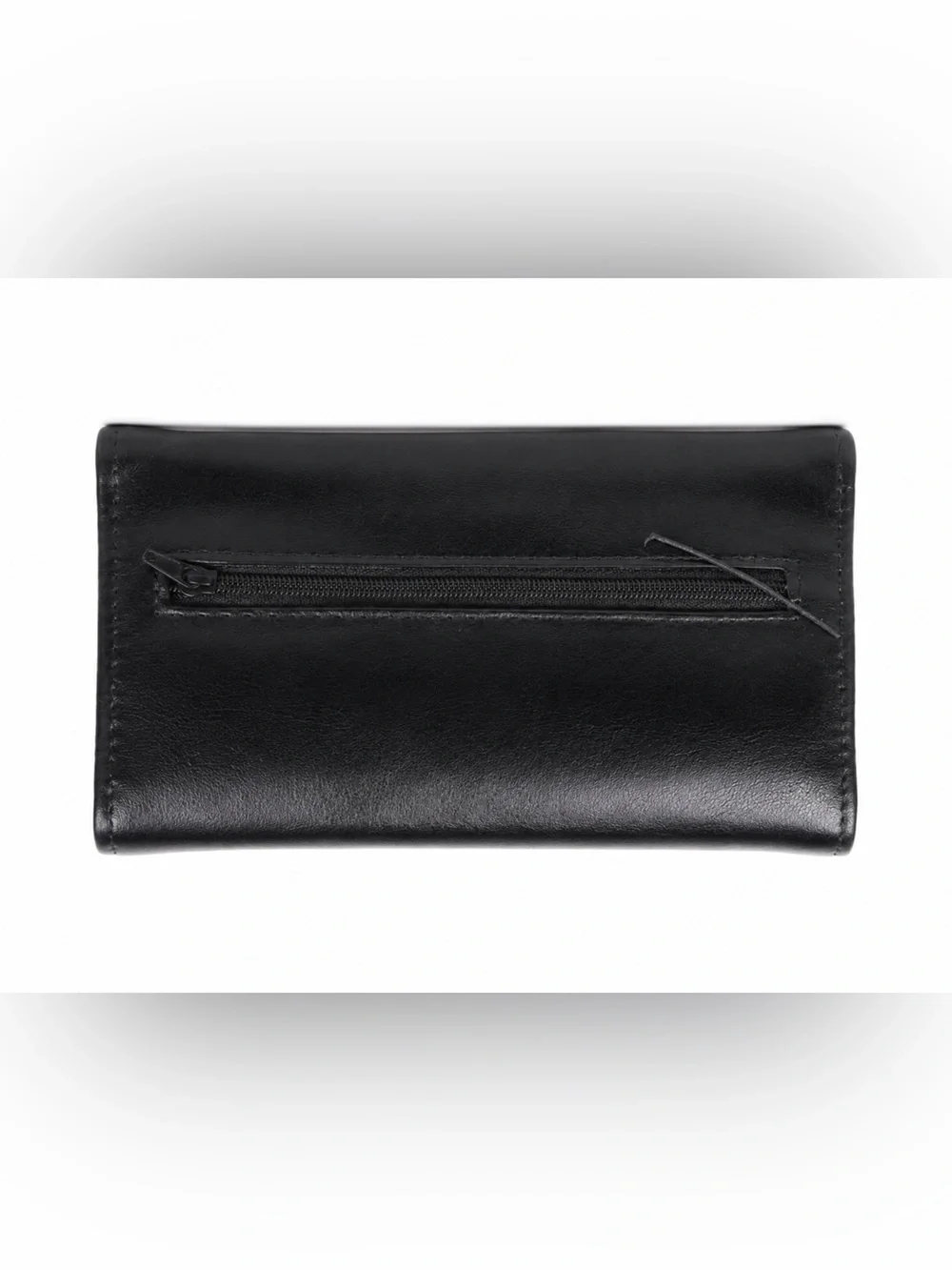 Black SUNY Vintage-Style Wallet – Snap Closure & Zipper Pocket